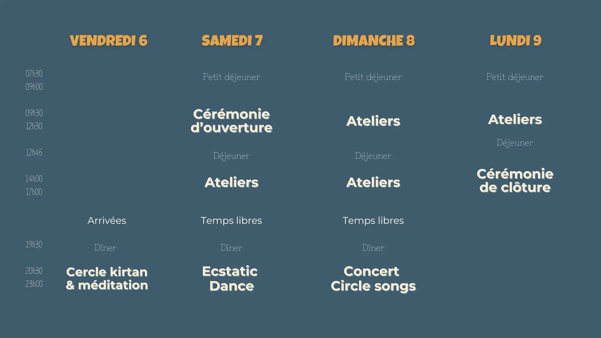 Festival La lumière est en vous planning - Hameau de l'étoile
