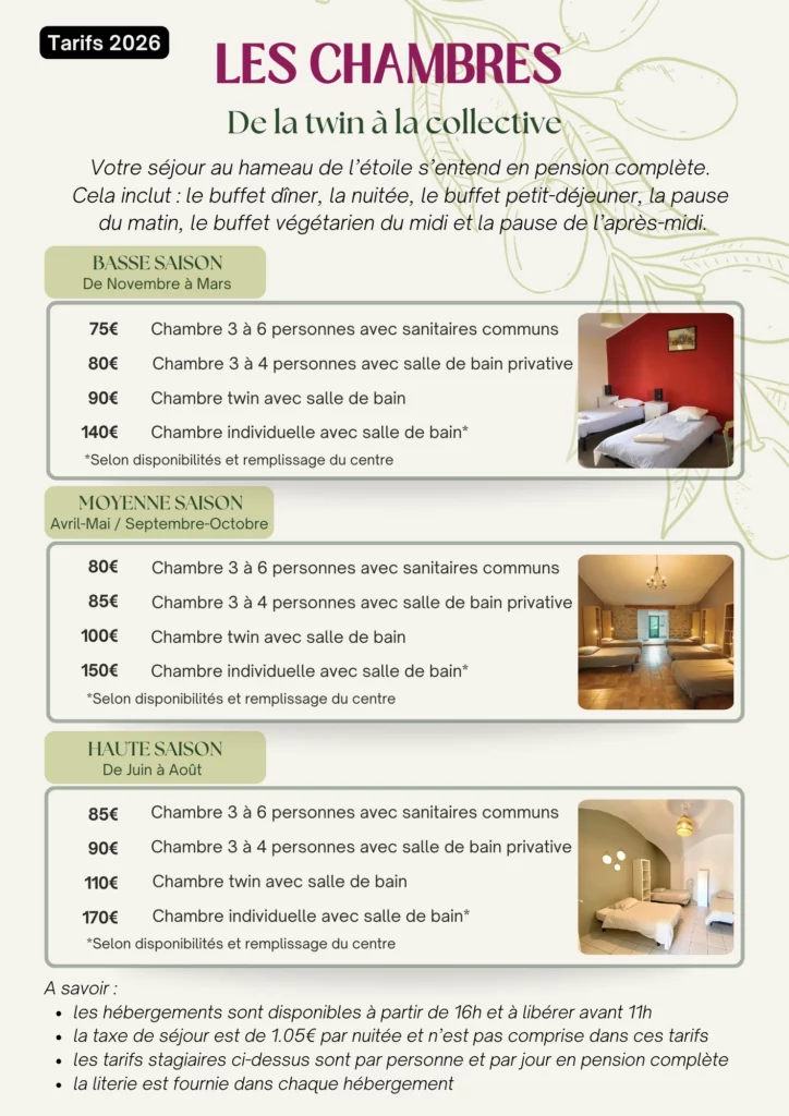 TARIFS CHAMBRES 2026 1